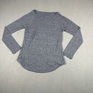 Athleta Grey Women Long Sleeve Top Size S Athleisure Lightweight Cotton Blend
